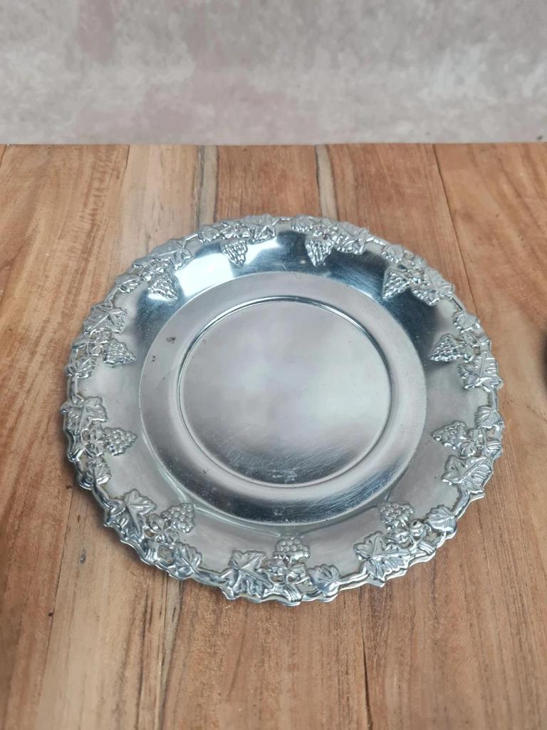 Pot à confiture vintage verre bleu cobalt & métal argenté – Angleterre