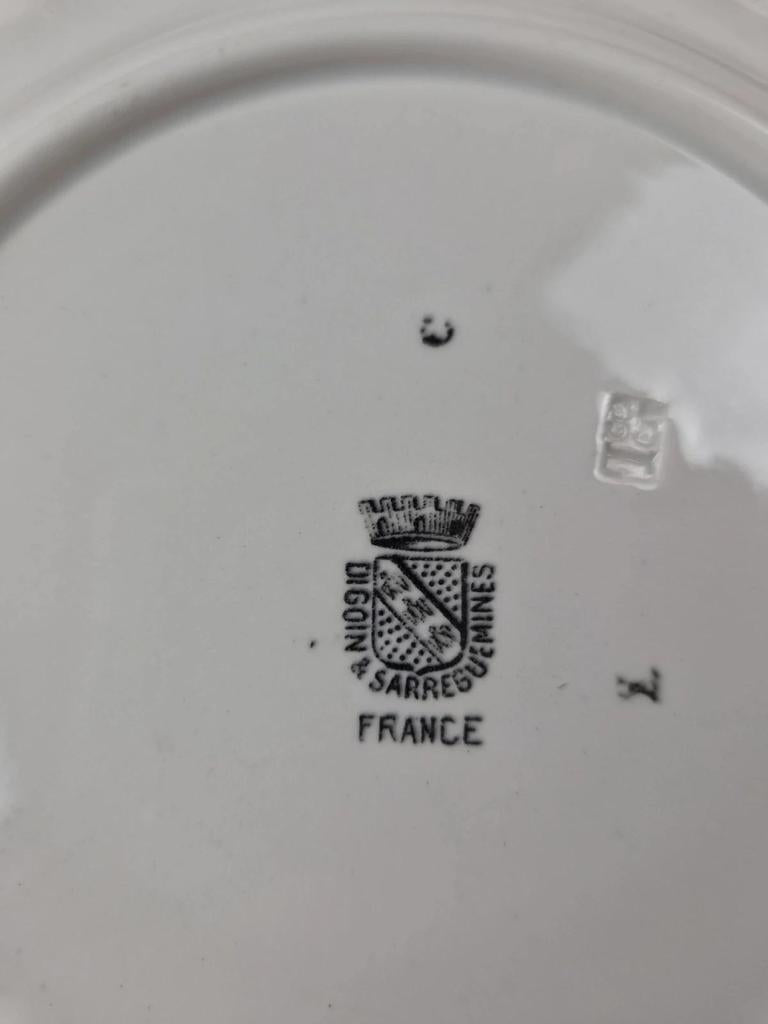 Série complète 12 assiettes parlantes Digoin Sarreguemines, terre de fer, Les Fleurs vintage