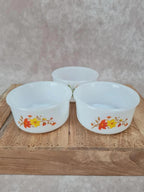 🌼 3 ramequins Arcopal vintage – modèles Indiana & Rose de France