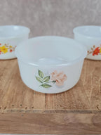 🌼 3 ramequins Arcopal vintage – modèles Indiana & Rose de France