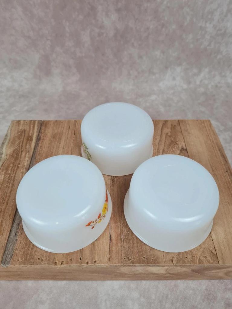 🌼 3 ramequins Arcopal vintage – modèles Indiana & Rose de France