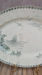 Grand plat ancien Gien – modèle Océan