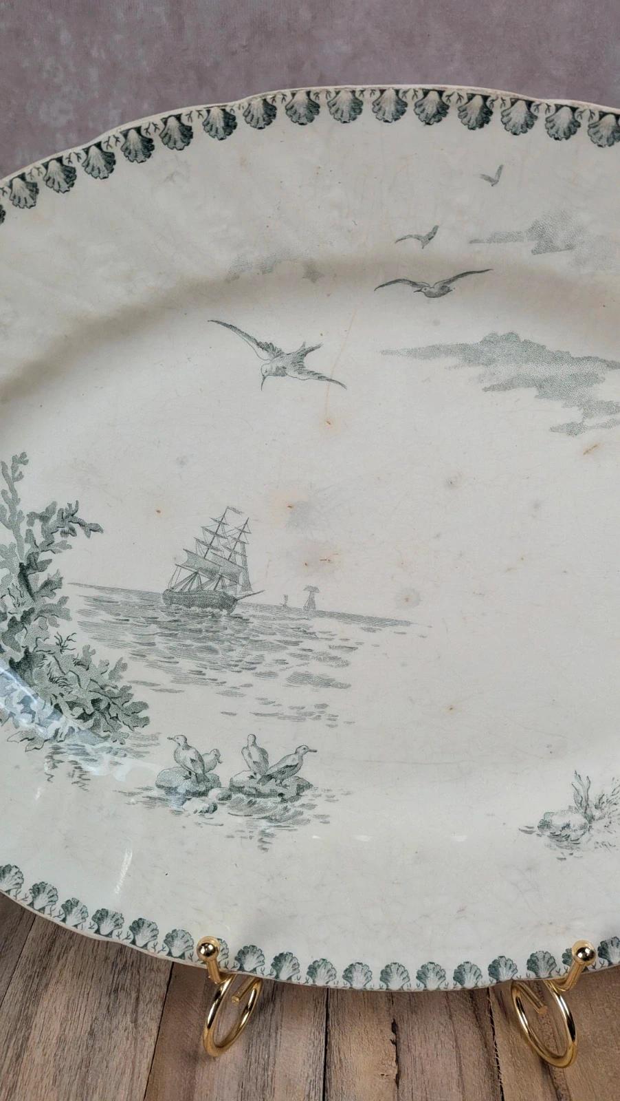 Grand plat ancien Gien – modèle Océan