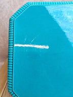 Dessous de plat vintage en céramique émaillée turquoise