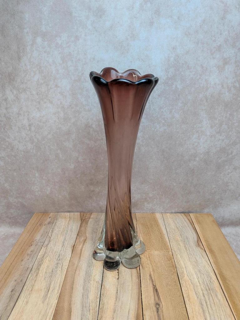 Vase vintage verre ambré style Murano tulipe années 60/70