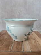Pot ancien en terre de fer – Boulenger Choisy-le-roi – décor floral bleu « Nantais »