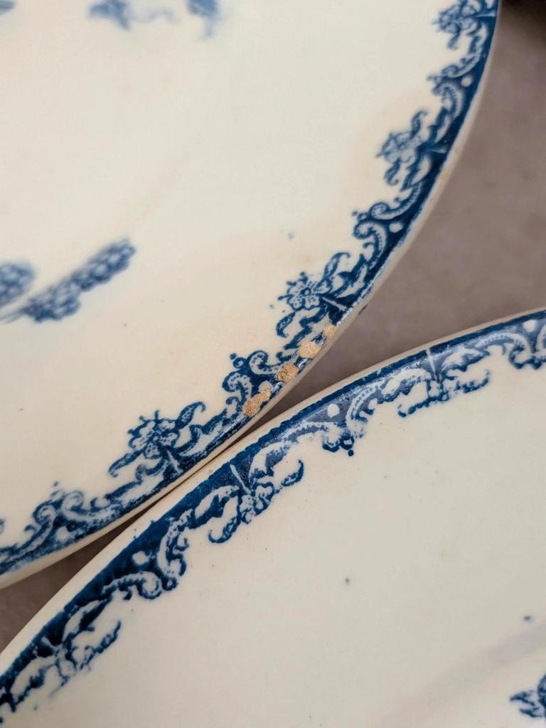 Lot de 8 assiettes Terre de Fer P.f Salvador – décor oiseaux & mûres