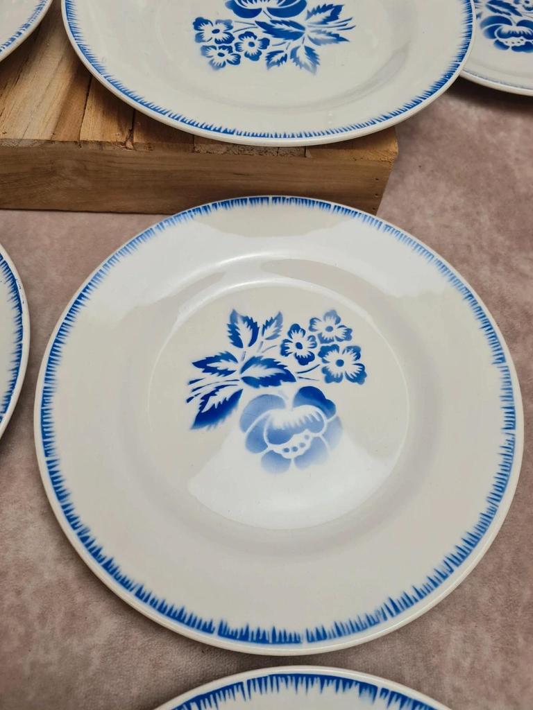 Lot de 10 assiettes plates vintage Digoin Sarreguemines modèle Simone Egp bleu 💙