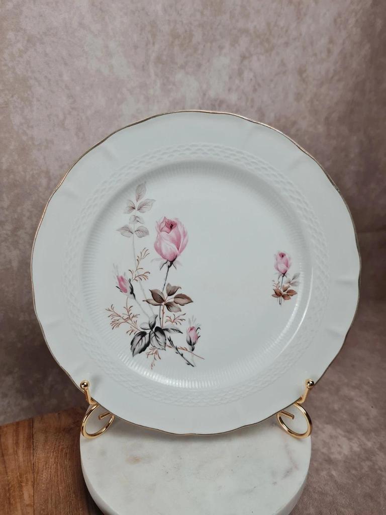 🩷 Lot de 6 assiettes en porcelaine Tognana – motif roses anciennes & liseré doré 🇮🇹