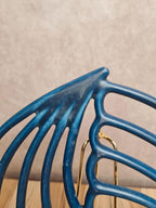 Dessous de plat vintage bleu forme feuille 🍃 fonte/fer recouvert plastique rétro design