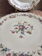 Lot de 6 assiettes plates anciennes Limoges Lucien Michelaud – décor floral