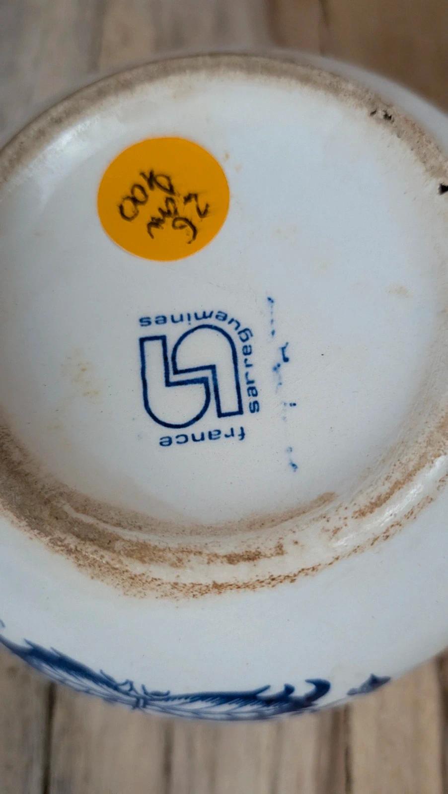 Tasse ancienne Sarreguemines bleu & blanc – Faïence française