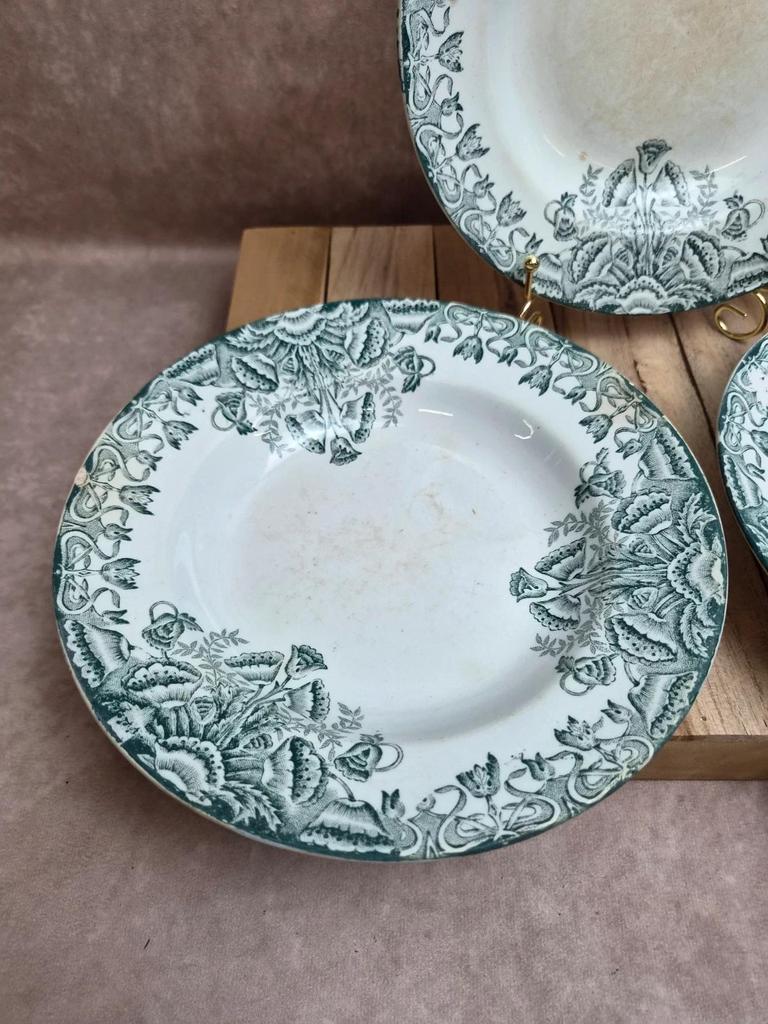 Lot 3 assiettes creuses Terre de Fer A. Lebacqz & M. Bouchart Floral