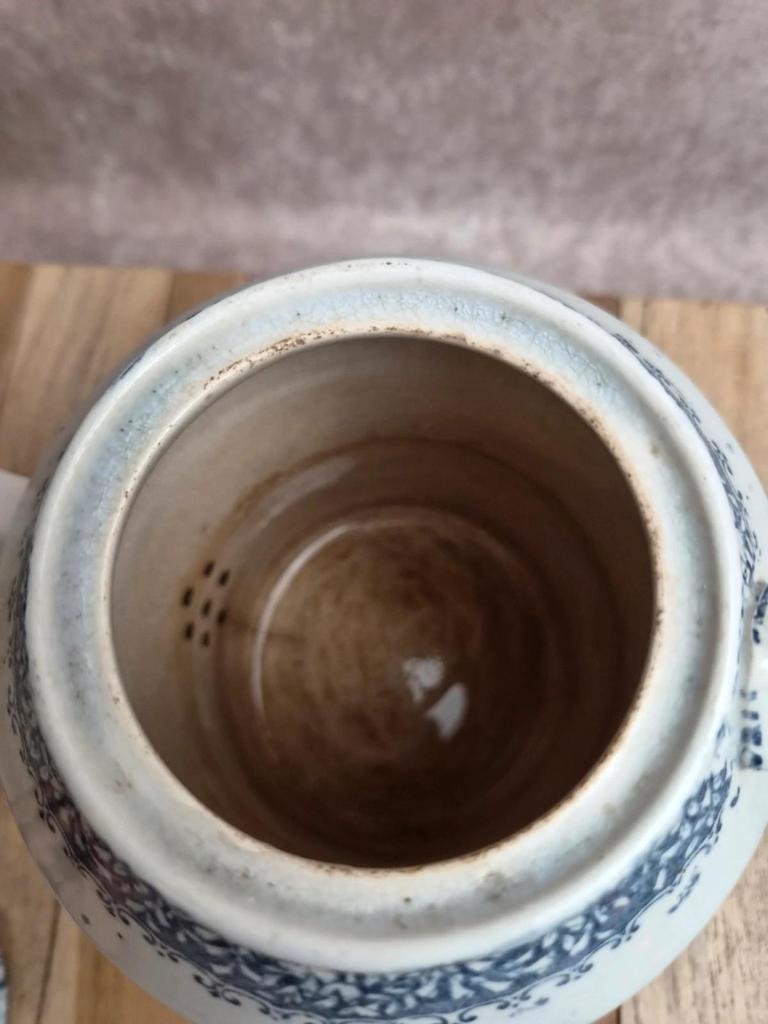 Théière Terre de fer Creil et Montereau Khiva décor bleu Xixe – rare