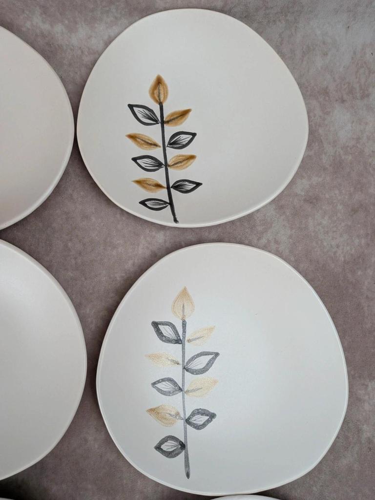 Lot de 11 assiettes à dessert vintage Niderviller – années 70 – style Capron Vallauris