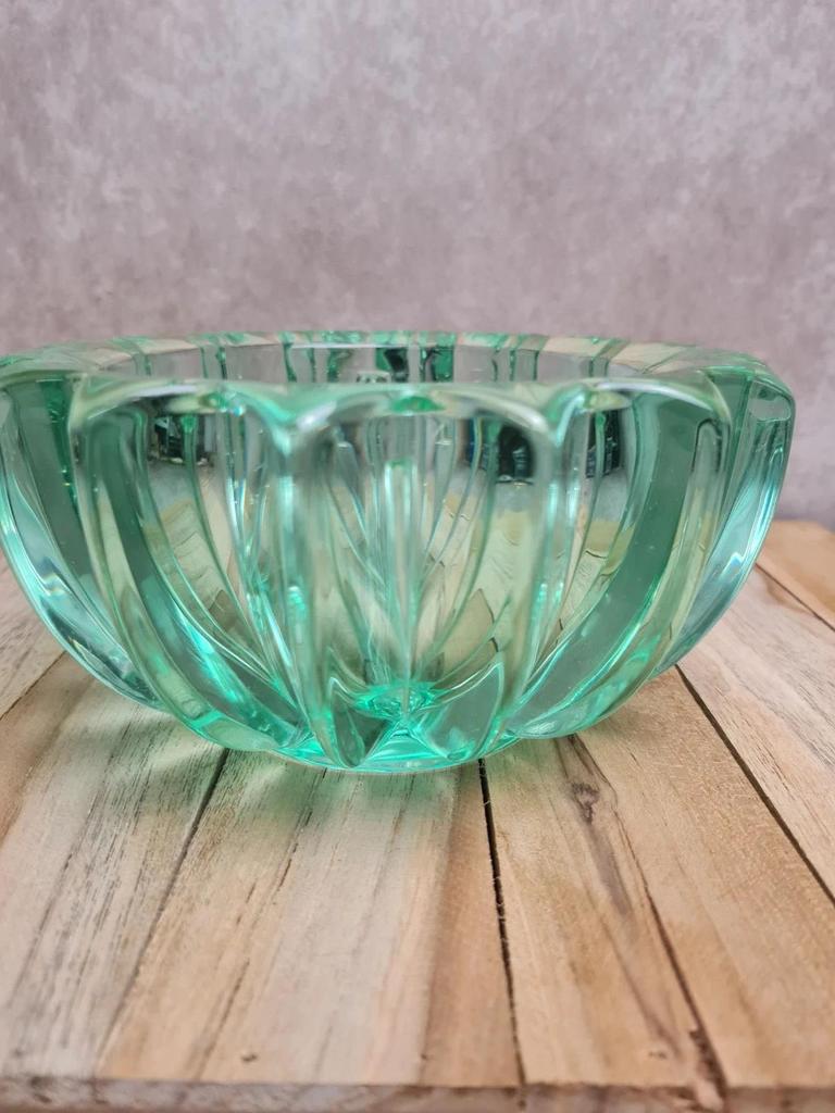 Coupe verre Art Déco vert – attribuée Pierre d’avesn – pièce massive