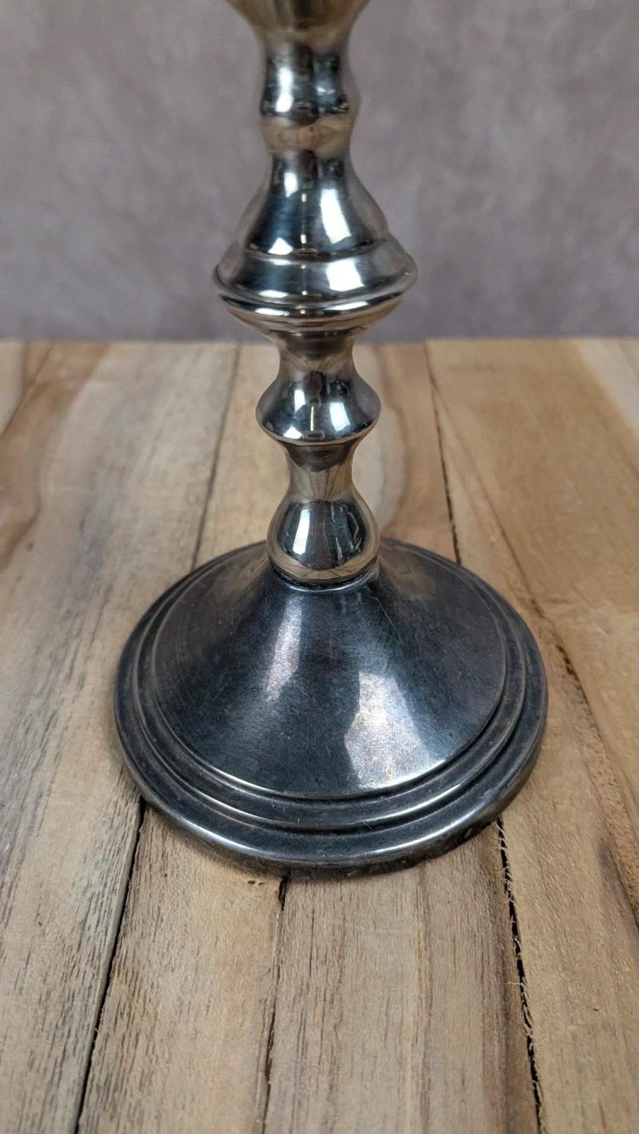 Bougeoir en métal argenté – style classique vintage