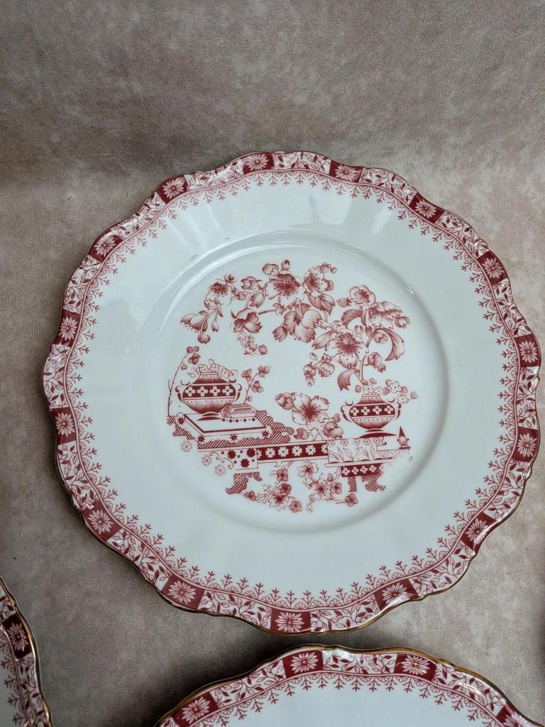 Lot de 6 assiettes Seltmann Weiden Bavaria Theresia rouge