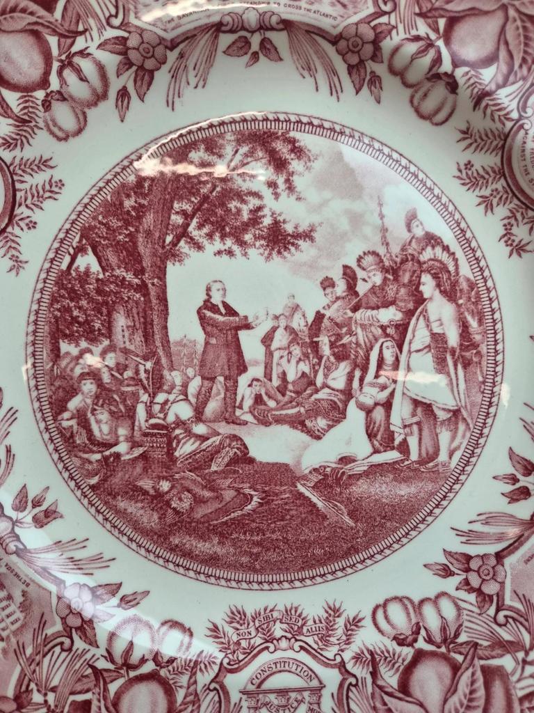 Lot 4 Assiettes Wedgwood Georgia Historical Plates Mulberry Angleterre Vintage