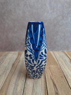 Petit vase ancien en faïence bleu et blanc peint main – décor oriental