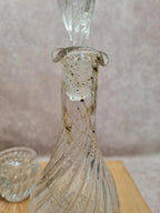 Huilier vinaigrier ancien Gien Clara terre de fer présentoir flacons verre Xixe 🏺