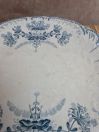Compotier ancien terre de fer Saint-amand & Hamage – modèle Régence bleu