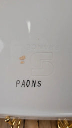 Plat ovale Sarreguemines – décor paons peint à la main