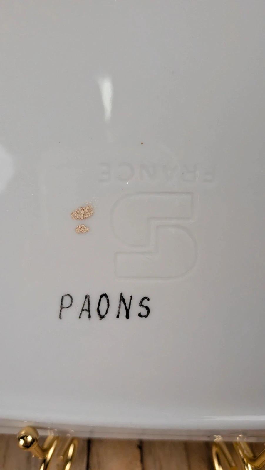 Plat ovale Sarreguemines – décor paons peint à la main