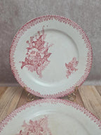 Lot de 2 assiettes à dessert anciennes Églantine Onnaing – décor rouge fleuri 🌿🍓