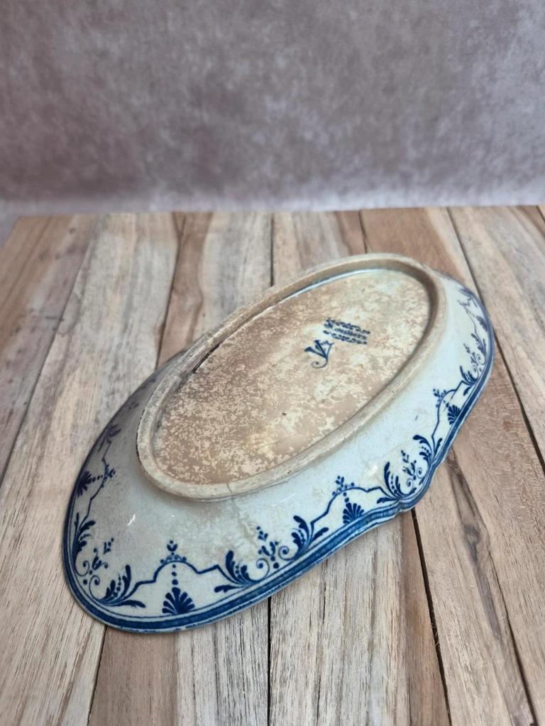 Ravier ancien Jules Veillard Bordeaux décor Moustier – Terre de fer Xixe siècle