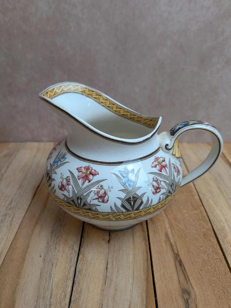 Ancien pot à lait Sarreguemines U&c – Terre de fer – Modèle Derby polychrome