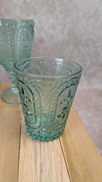 Lot de 4 verres en verre moulé – esprit vintage