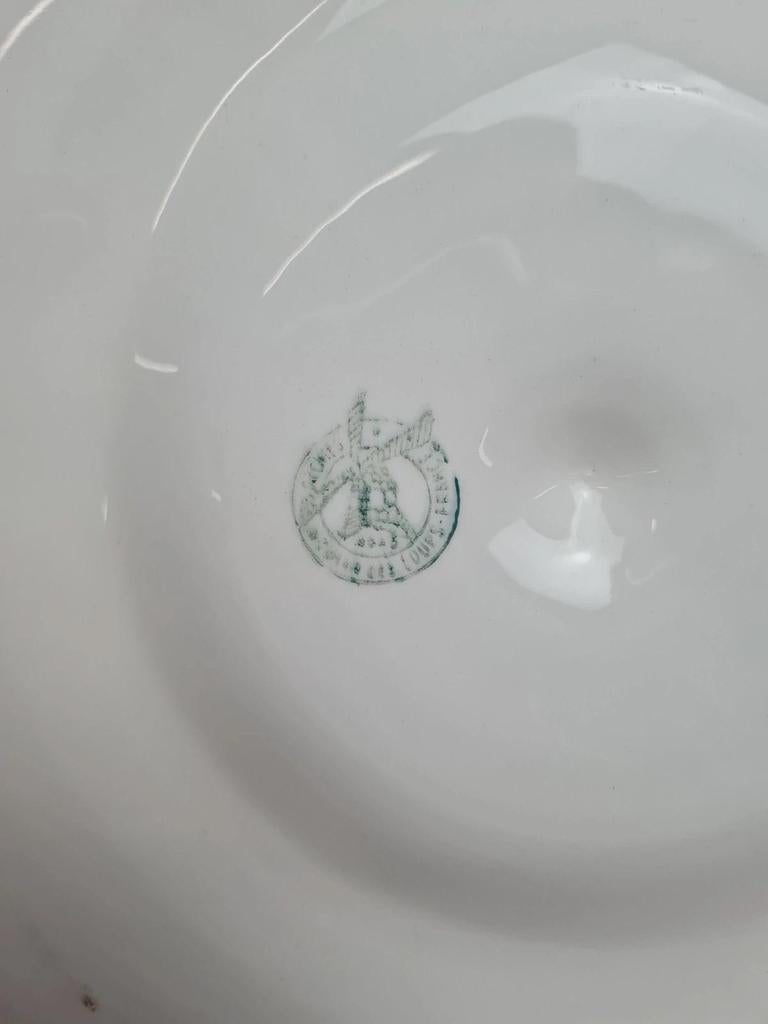 Lot 12 assiettes à huîtres + plat Moulin des Loups – service ancien bleu gris 🌊🦪