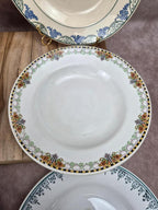 Lot de 6 assiettes creuses dépareillées vintage Terre de Fer & faïence ancienne