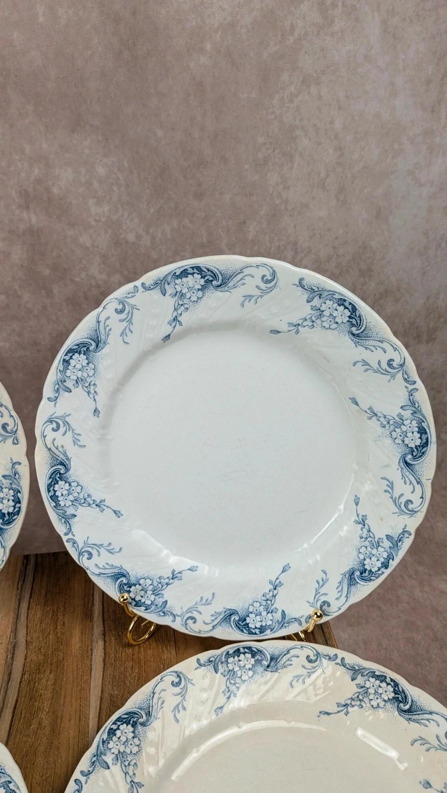 Lot de 6 assiettes plates anciennes Kg Lunéville – modèle Angèle