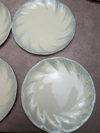 12 assiettes plates Terre de fer Salins décor bleu nuagé