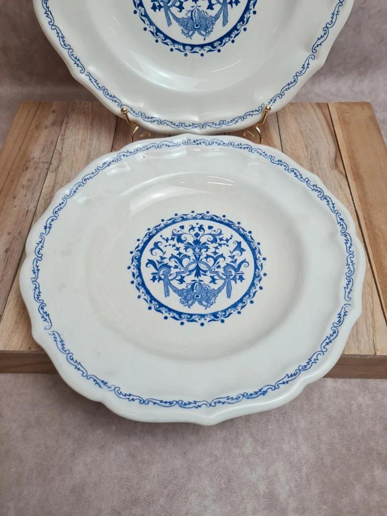 Paire d’assiettes Gien modèle Rouen bleu – décor classique 💙