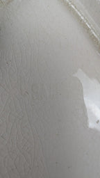 Ancienne saucière Salins – décor bleu sur faïence blanche