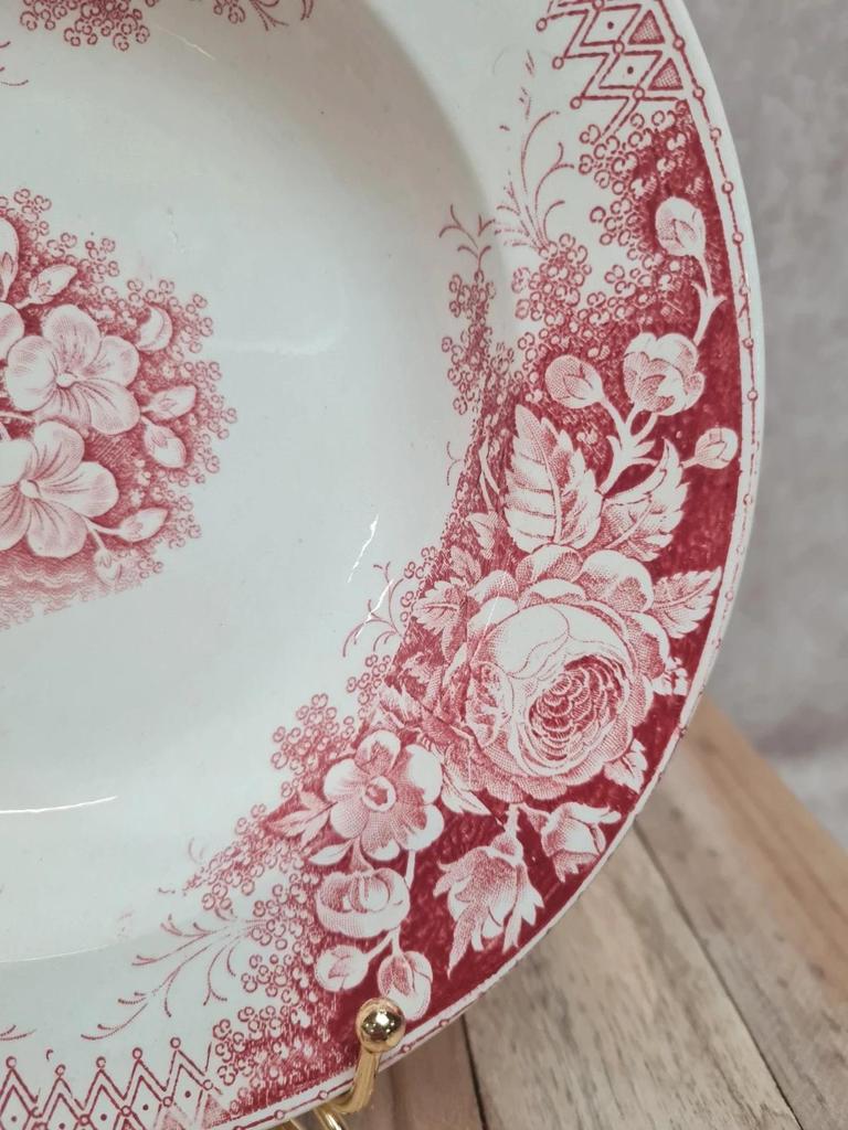 Assiette creuse Terre de Fer Sarreguemines modèle Jardinière rouge