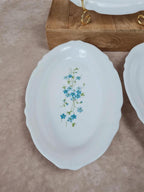 🌿 Lot de 3 plats ovales Arcopal Myosotis vintage 🌸