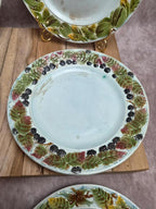 Lot de 6 assiettes à dessert en barbotine Saint-amand-les-eaux – Décors fruits