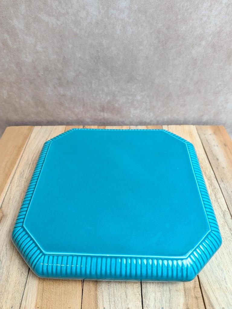 Dessous de plat vintage en céramique émaillée turquoise