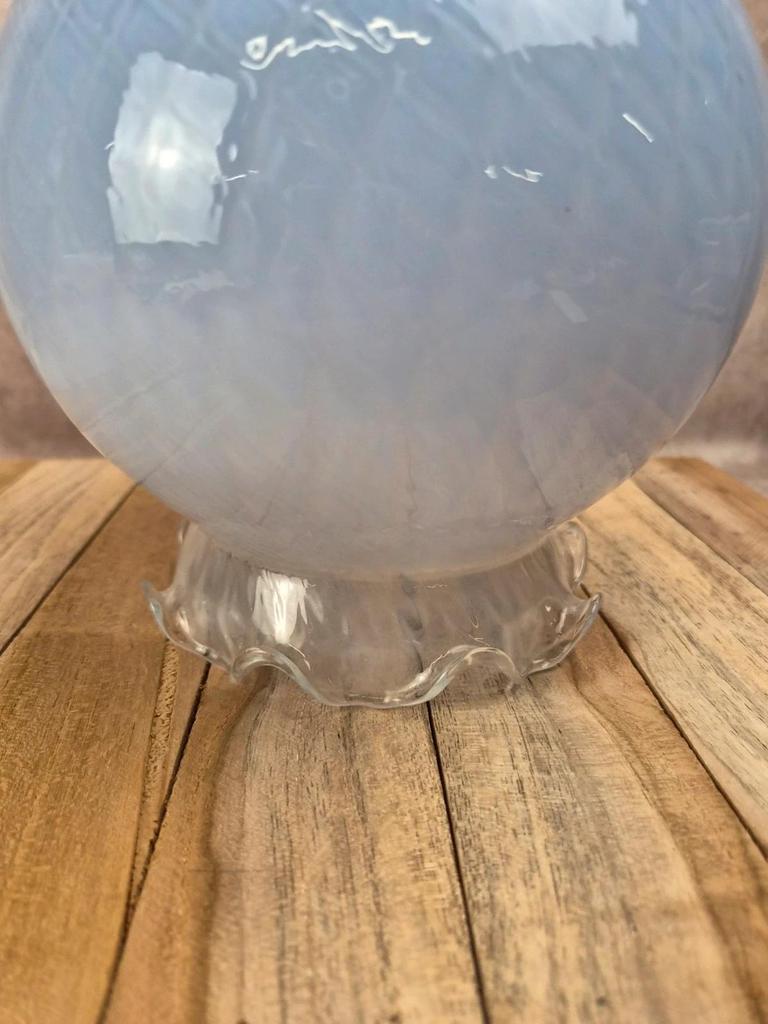 Abat-jour vintage verre opalin bleu clair – verre laiteux texturé