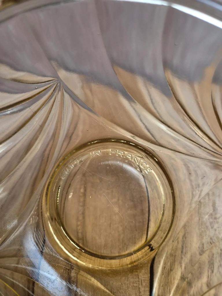 Bonbonnière vintage en verre ambré Made in France
