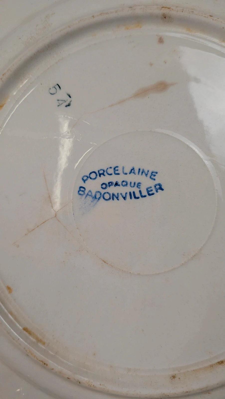 Lot de 2 assiettes plates Badonviller porcelaine opaque
