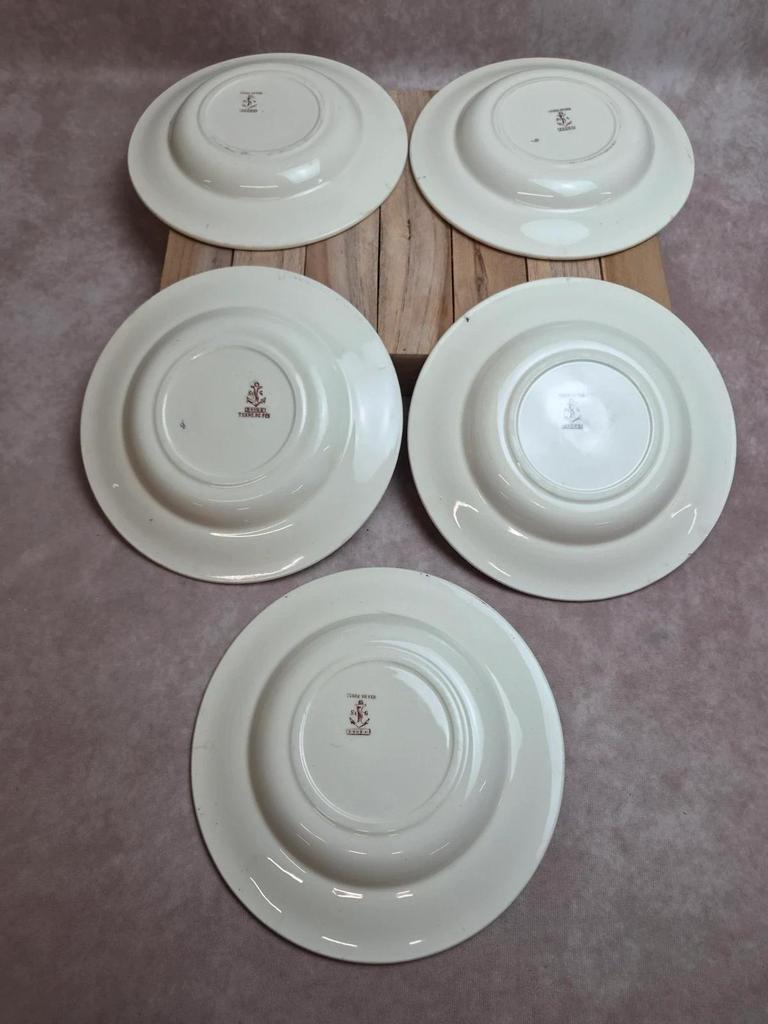 Lot de 5 assiettes creuses Terre de Fer Clairefontaine Rouen sépia Xixe