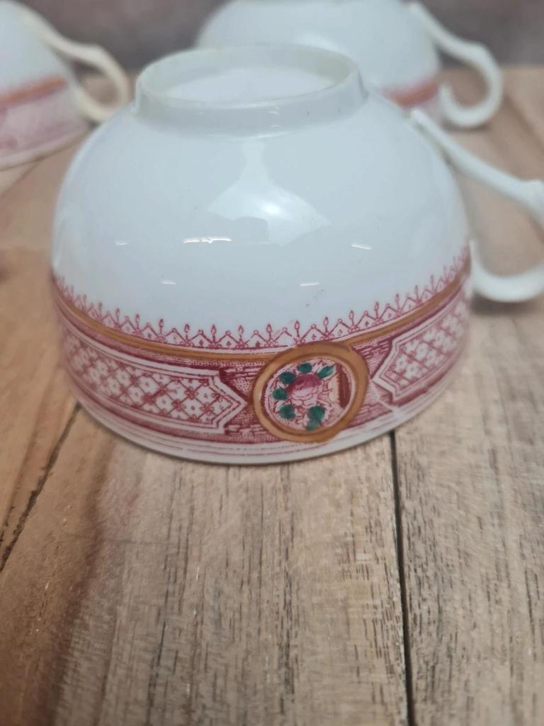 Service ancien 6 tasses porcelaine, Grand Dépôt Émile Bourgeois Paris