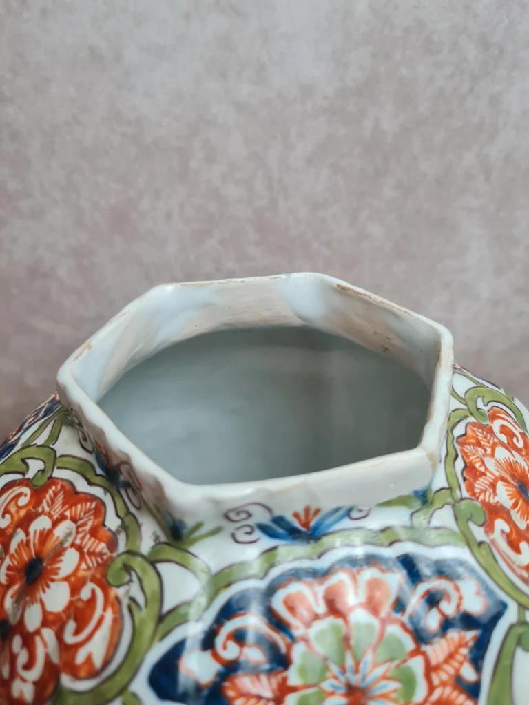 Potiche couverte ancienne faïence Desvres Fourmaintraux Xixe décor chinoiserie chien de Fô