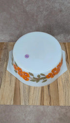 Grand plat Arcopal fleurs orange