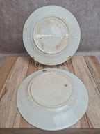 Lot de 2 assiettes à dessert anciennes Églantine Onnaing – décor rouge fleuri 🌿🍓